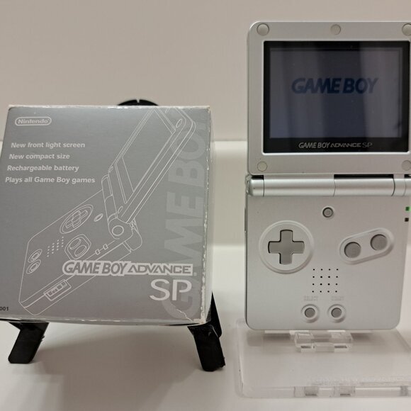 Authentic Nintendo GAMEBOY ADVANCE SP Silver w/box charger AGS-001 from Japan - Picture 1 of 7